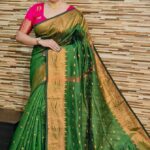 Cotton Silk Mango Buti Handloom Saree With B.P.
