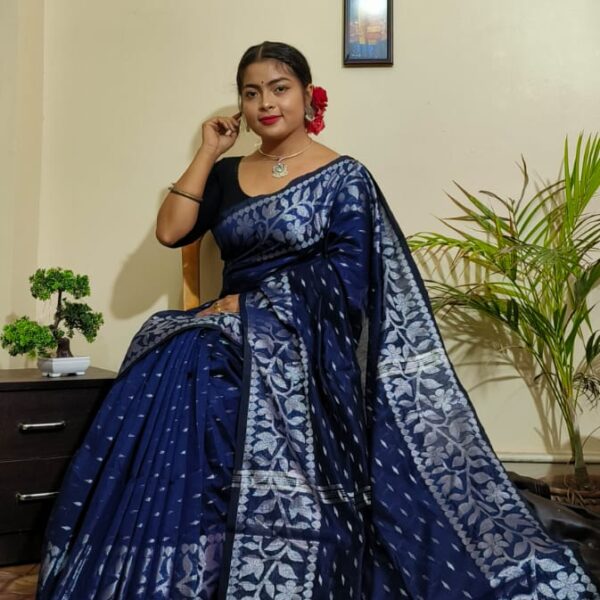 Cotton Silk Lota Buti Handloom Saree With B.P.