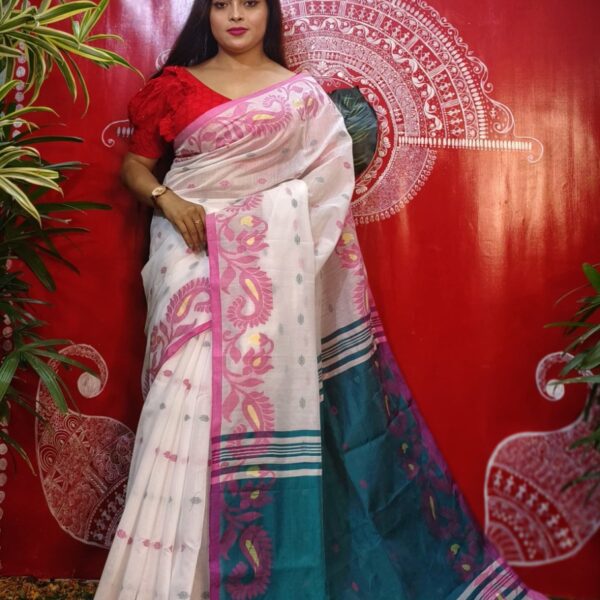 Cotton Silk Kolka Buti Handloom Saree With B.P.