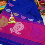 Cotton Silk Vendi Pata Buti Handloom Saree With B.P.