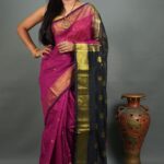 Cotton Silk Maheswari Poddo Buti Handloom Saree With B.P.