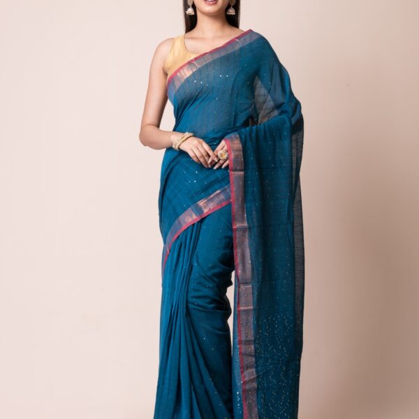 Pure Khadi All Body  Sequence Saree With B.P.