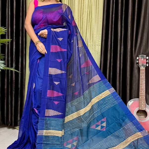 Cotton Silk Tample Saree With B.P.