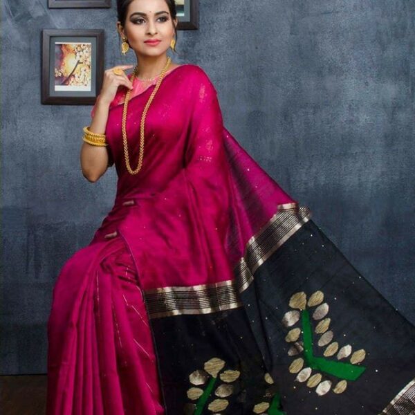 Cotton Silk Tetul Pata Buti Handloom Saree With B.P.