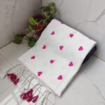 Khadi Cotton LOVE Embroidery Handloom Saree With B.P.