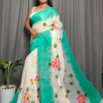 Cotton Poddo Hand Print Saree With Running B.P.