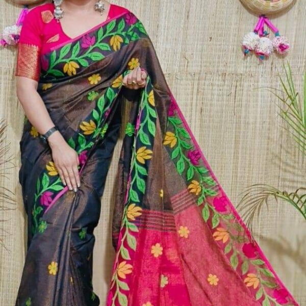 Kalka Par Star Buti Tishu Saree With B.P.