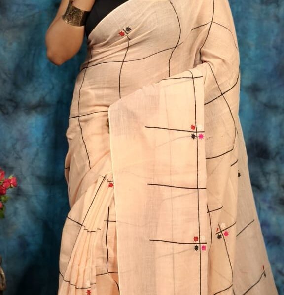 Mul Cotton Stype & Embroidery Saree Without B.P.