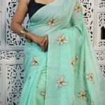 Mul Cotton Butterfly Embroidery Saree Without B.P.