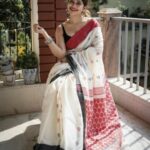 Pure Khadi Cotton “Rain Drop” Jamdani Handloom Saree With Blouse Piece (B.P.)
