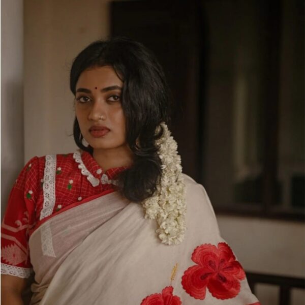 Mul Cotton Joba Embroidery Saree Without B.P.