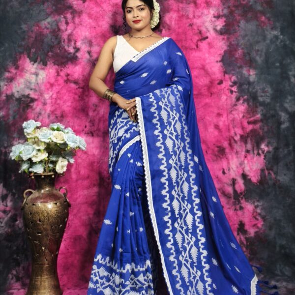 Khadi Cotton Embroidery Work Saree Without B.P.