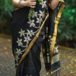 Exclusive Hand Weaving Linen Kotha Jamdani Saree With B.P.