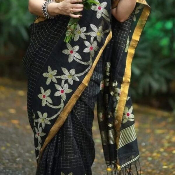 Exclusive Hand Weaving Linen Kotha Jamdani Saree With B.P.