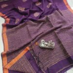 Linen Golap Ful Buti Saree With B.P.