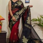 Exclusive Hand Weaving Linen Ikkot Jamdani Saree With B.P.