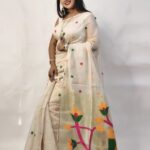 Parrot Buti Slab Khadi Saree With B.P.