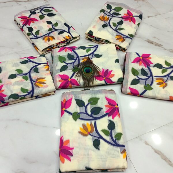 Cotton Resham Tantuja Design All Over Mina Work Saree With Worked B.P.