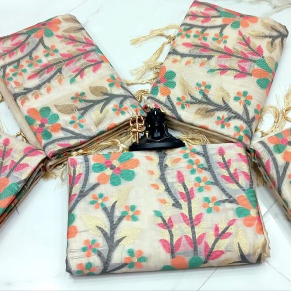 Tassar Tantuja Poddo Lota Design Saree With Worked B.P.