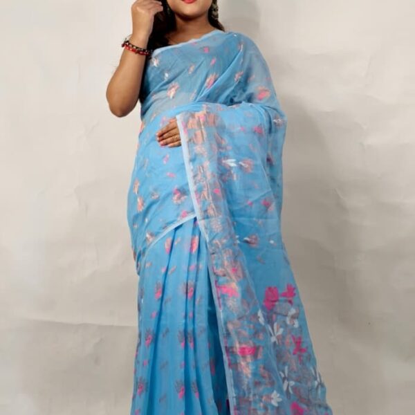 New Exclushive Mini-Gap  Thoka ful Jamdani Saree With B.P.