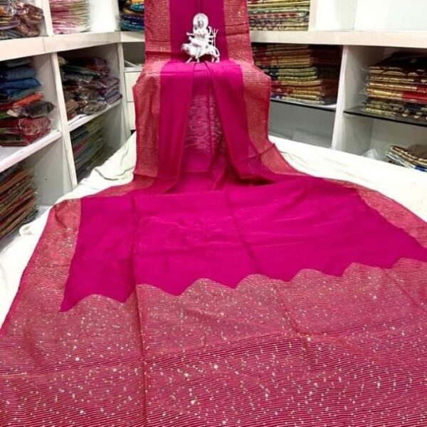 Cotton Silk Sequence Handloom Saree With B.P.