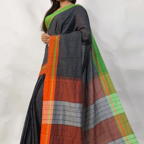 Khadi Cotton Checks Saree With B.P.