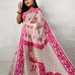 New Unique Silk Khadi PEACOCK Buti Saree With Running B.P.