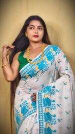 New Khadi Swan Buti Design Saree With B.P. - Image 3