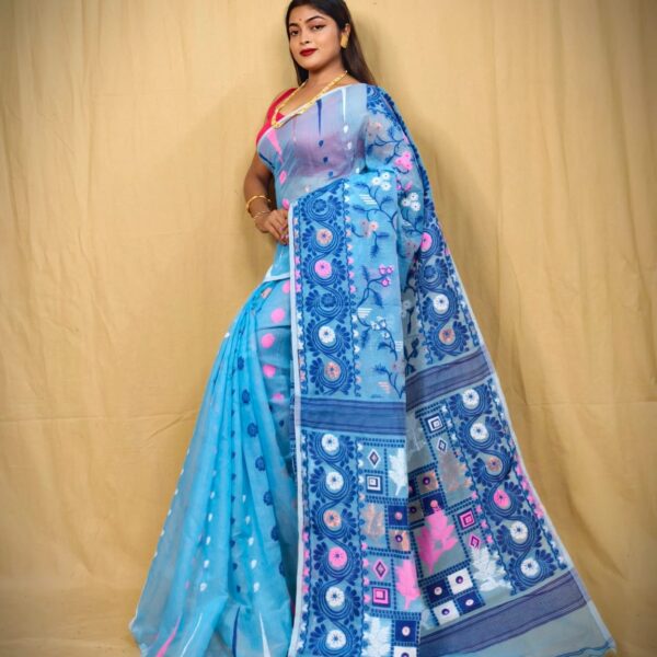 New Soft Pata jamdani Saree Without B.P.