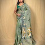 New Khadi Pakhi & Lota Buti Design Saree With B.P.