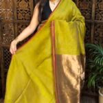 Elegant Solid Khadi Saree with Red Border & Rich Golden Pallu (With Running Blouse)