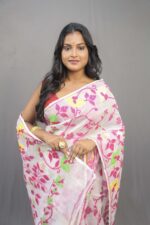 Premium Floral Jamdani Saree Without Blouse Piece - Image 2
