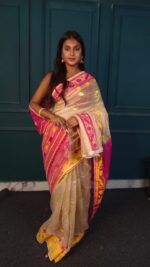 All Over Moslin Jamdani Saree White Color