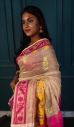 All Over Moslin Jamdani Saree Yellow Color
