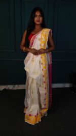 Elegant White Moslin Jamdani Saree