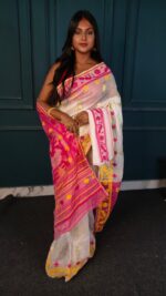 Beautiful Yellow Moslin Jamdani Saree