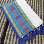Elegant Handloom Mal Cotton Saree with Contrast Border & Tassel Pallu With B.P.