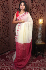 Cotton Silk Tample Jamdani Saree With B.P.
