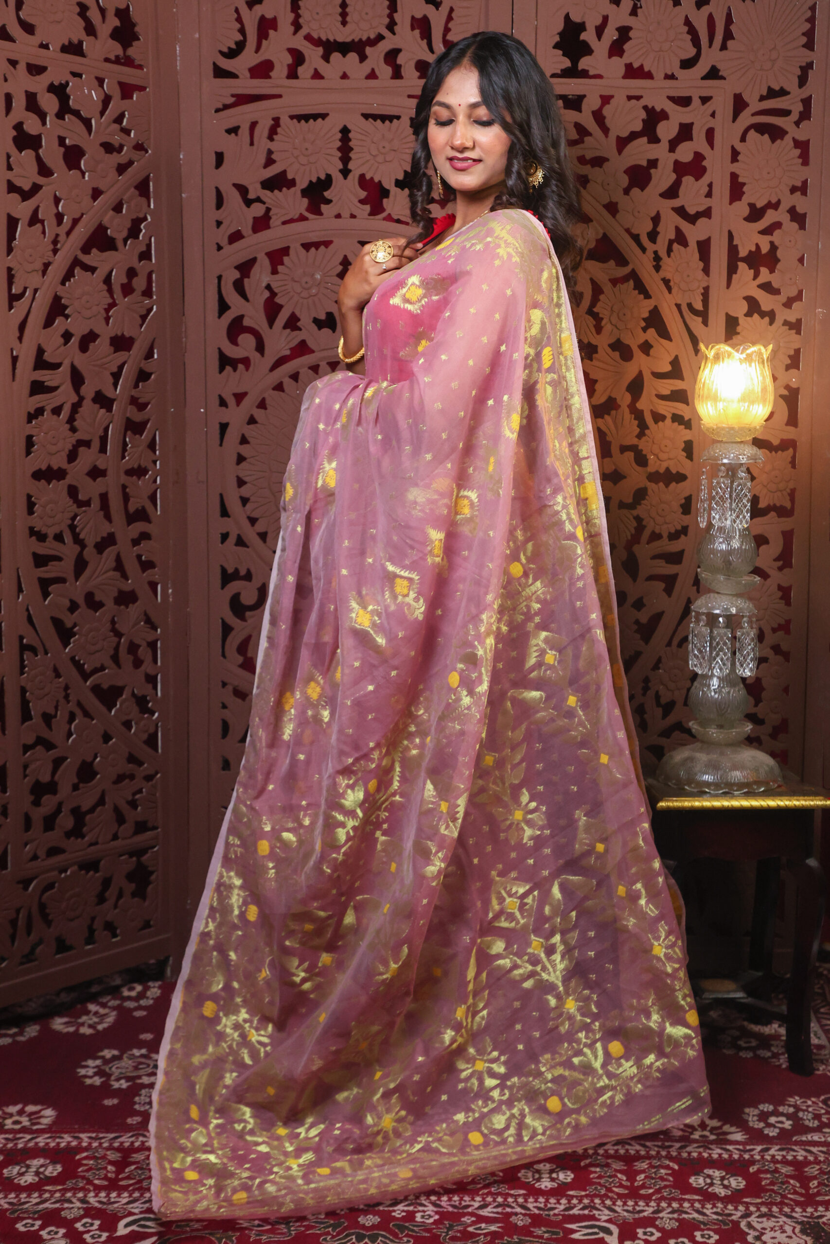 E3 Trivuj Jamdani Saree With Blouse Piece - Image 1