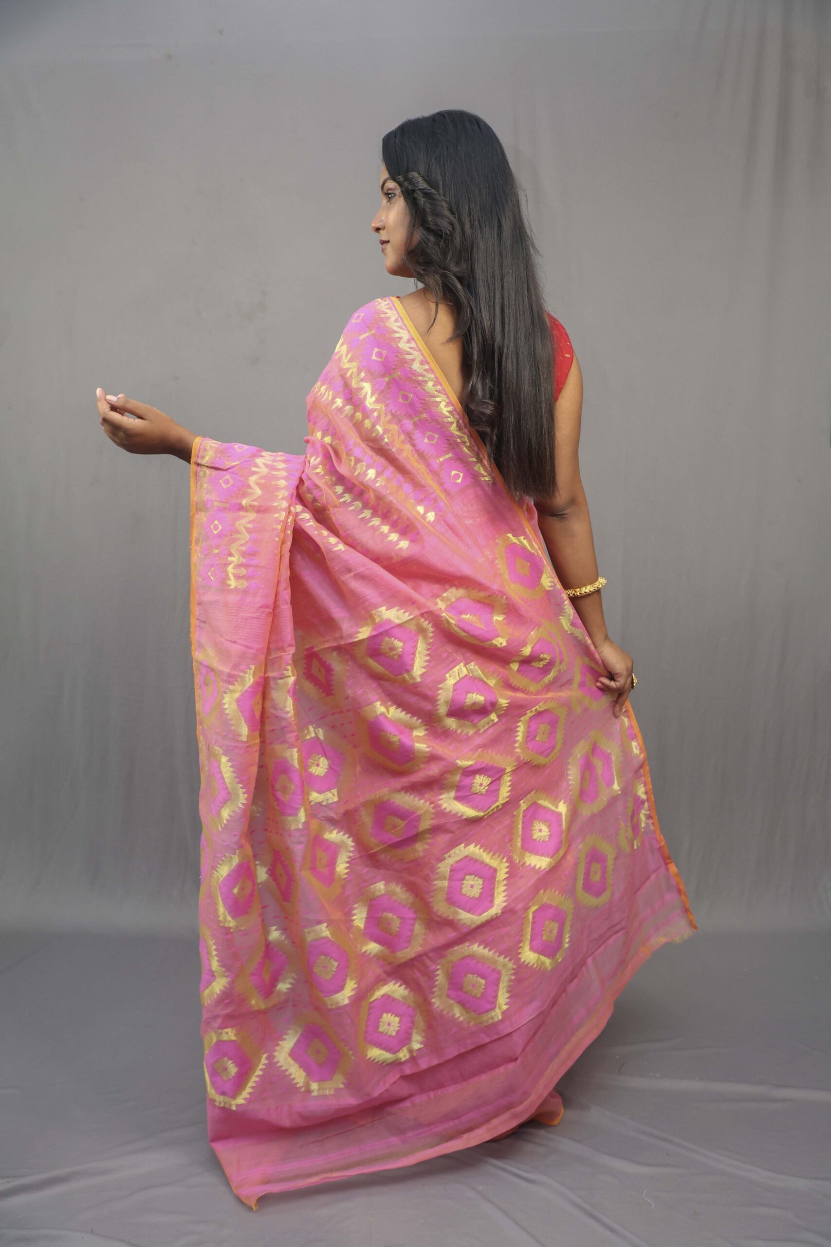 H2 New Allover Chakro Jamdani Saree With B.P. - Image 1